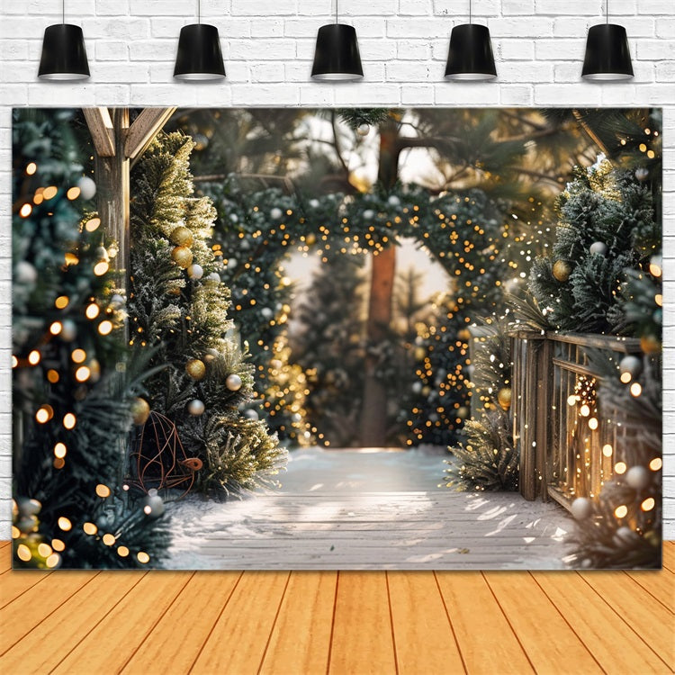 Sfondo Di Luci Natalizie Decorate Con Passerella Invernale BRP9-334