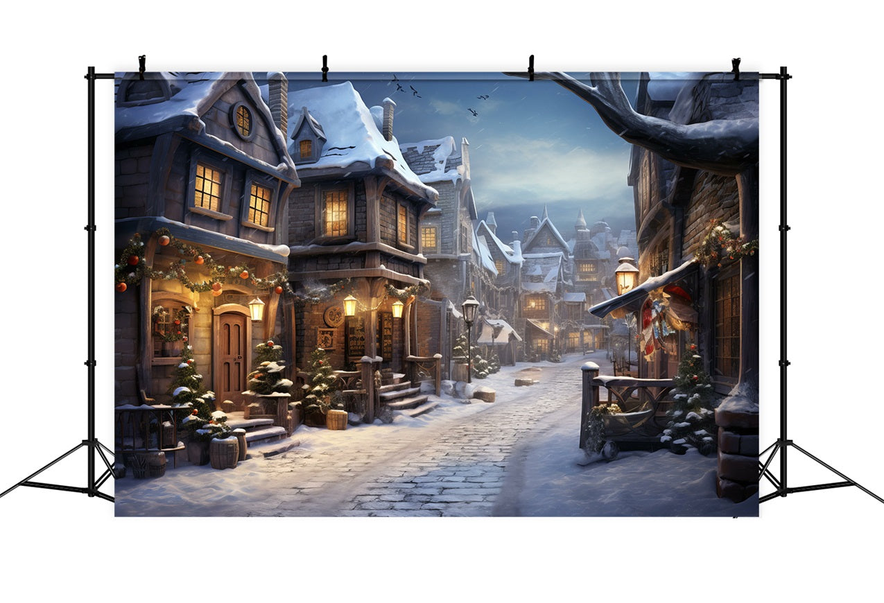 Luci Lampeggianti Sullo Sfondo Di Winter House Street BRP9-338