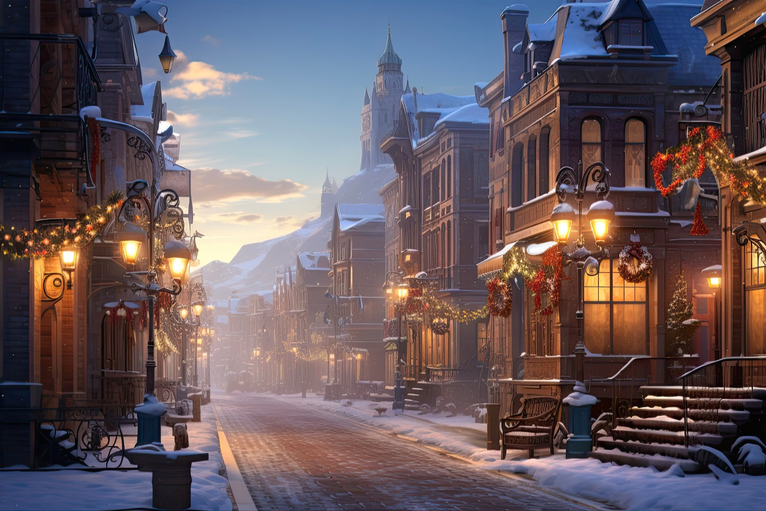 Strada Tranquilla Illuminazione Soffusa Sfondo Invernale Di Strada BRP9-339