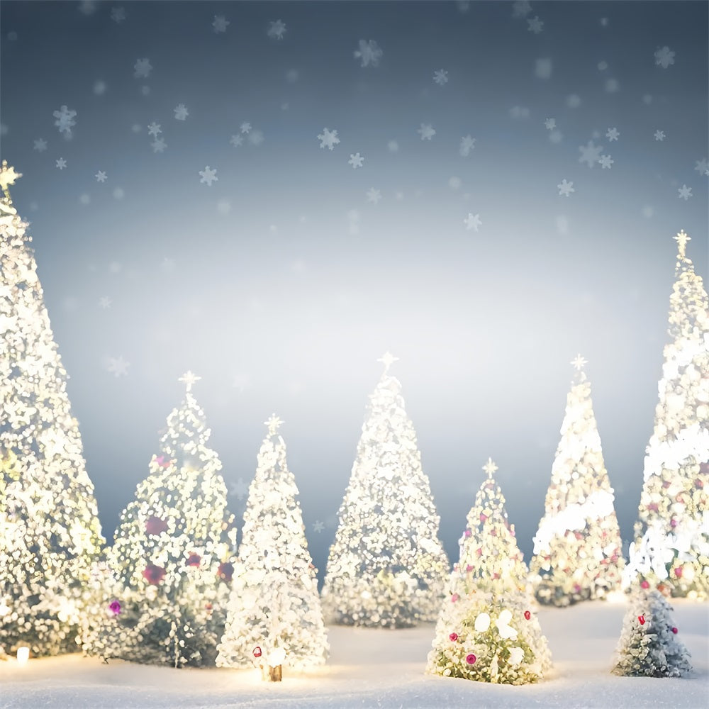 Sfondo Invernale Innevato Con Alberi Luminosi E Fiocchi Di Neve BRP9-340