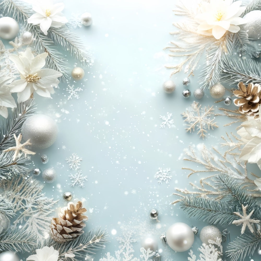 Sfondo Di Decorazioni Natalizie Con Alberi Innevati Invernali BRP9-341