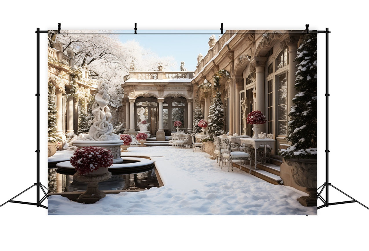 Sfondo Di Neve Con Fiori Di Cortile Vintage Invernale BRP9-371