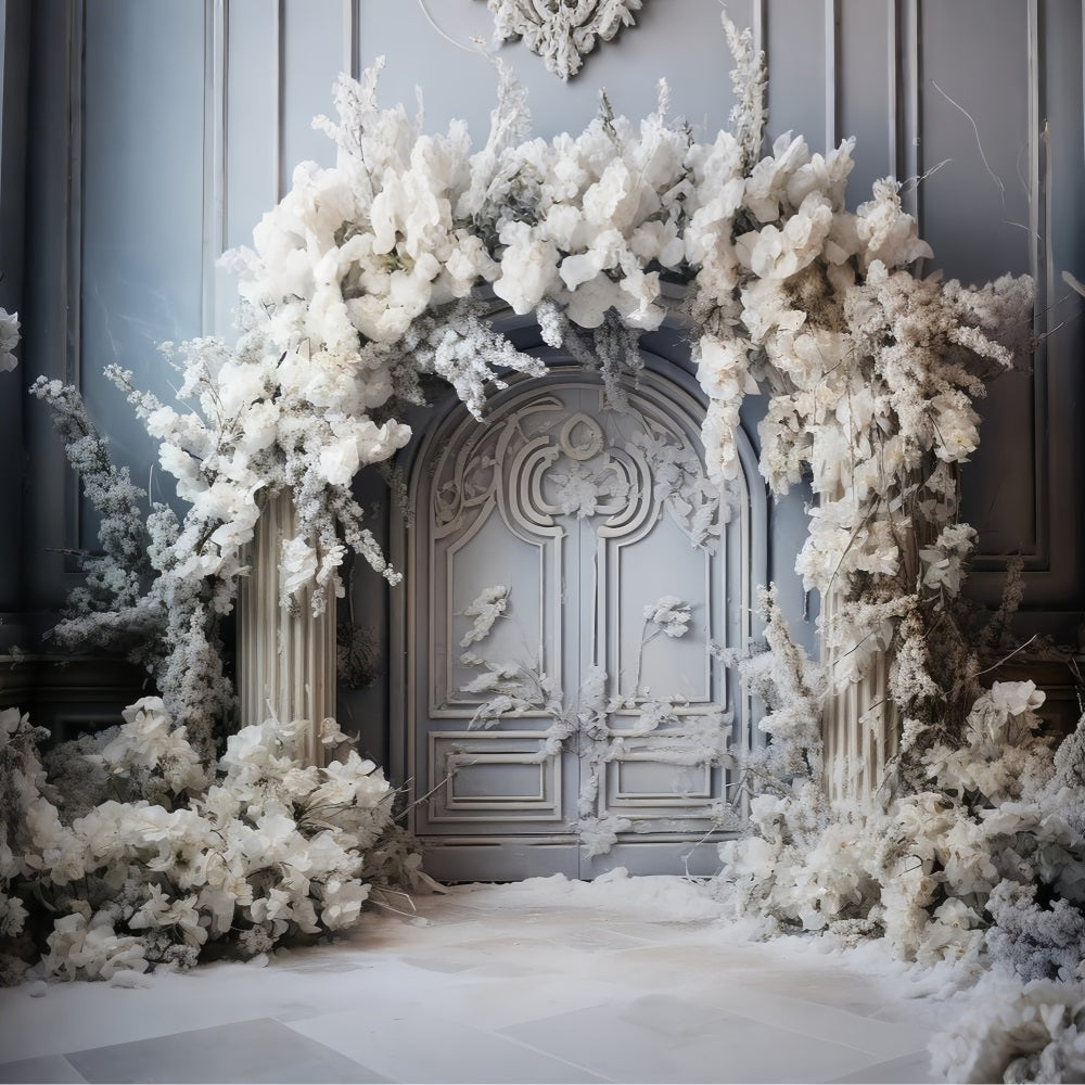 Sfondo Porta Ad Arco Floreale Bianco Winter Wonderland BRP9-374