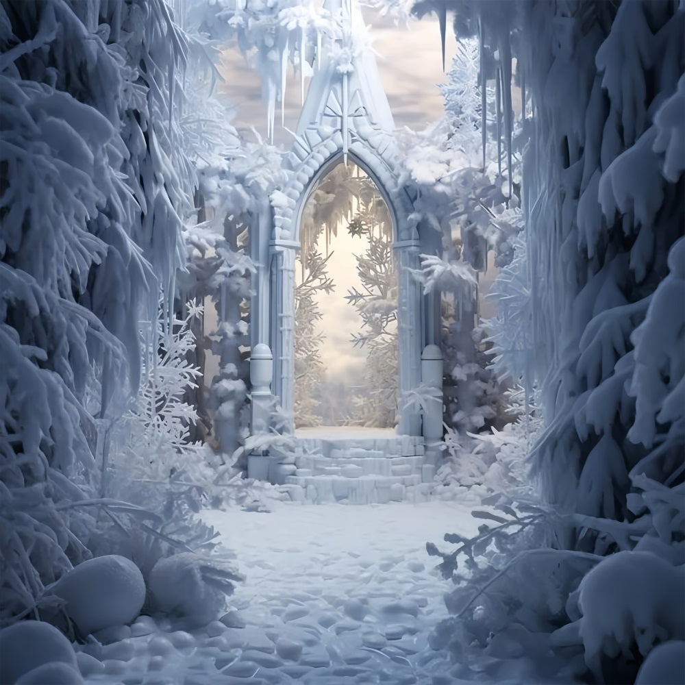 Arco Invernale Innevato Circondato Da Alberi Ghiacciati Sullo Sfondo BRP9-378