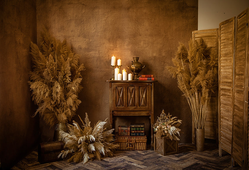 Sfondo Boho Screen Pampas Erba Vintage D1063