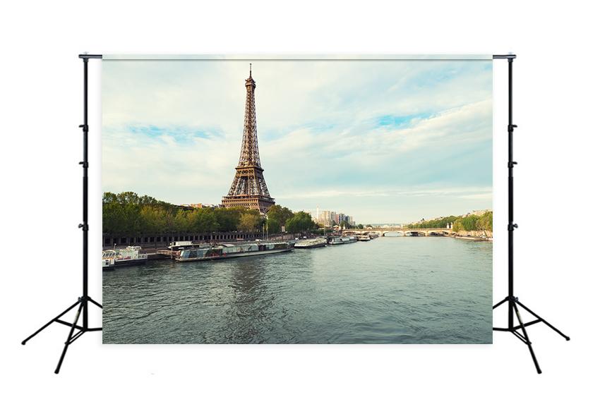 Sfondo Della Torre Eiffel Di Parigi Senna Per Studio Fotografico D120