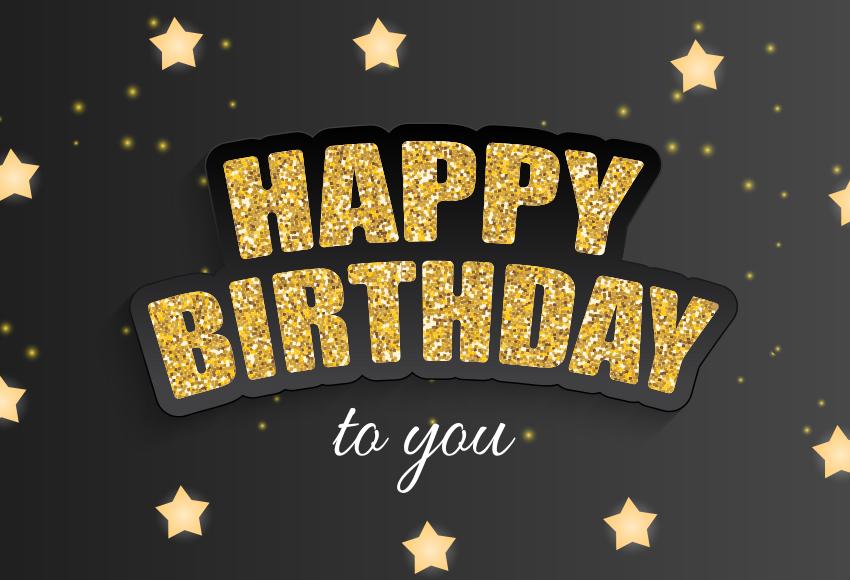 Gold Stars Happy Birthday Custom Photography Backdrop D614