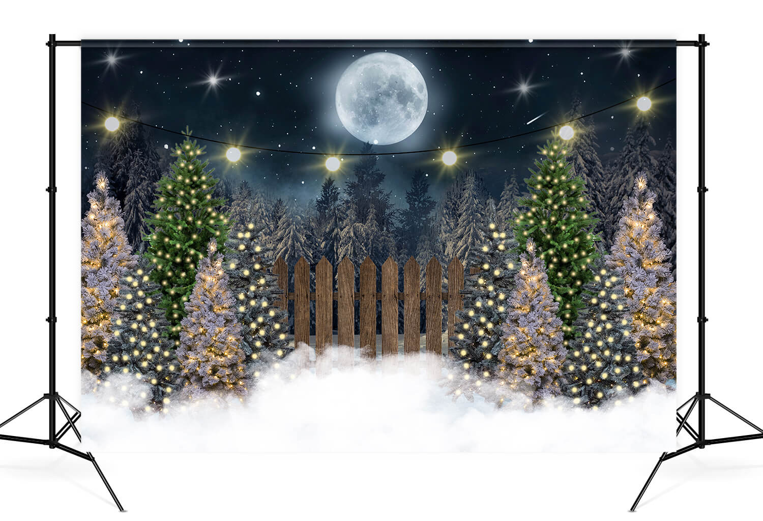 Sfondo Con Luna E Albero Di Natale Per Fotografia D820