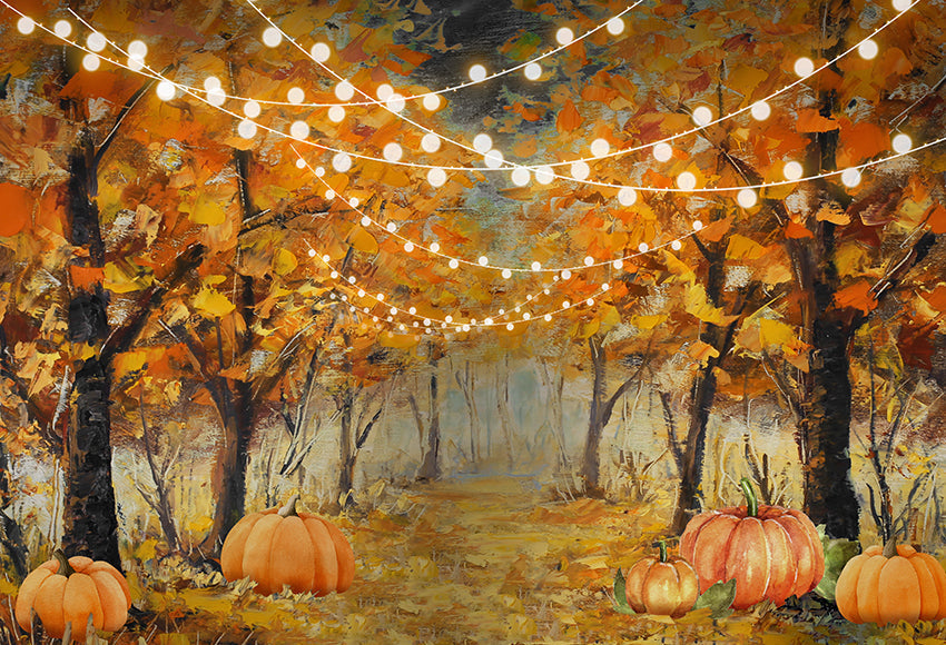 Autumn Pumpkin Forest Photo Booth Backdrop