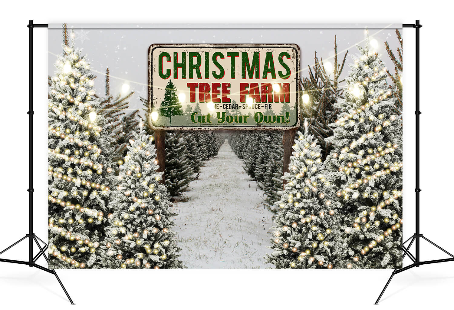 Sfondo Natalizio Inverno Neve Tree Farm D834