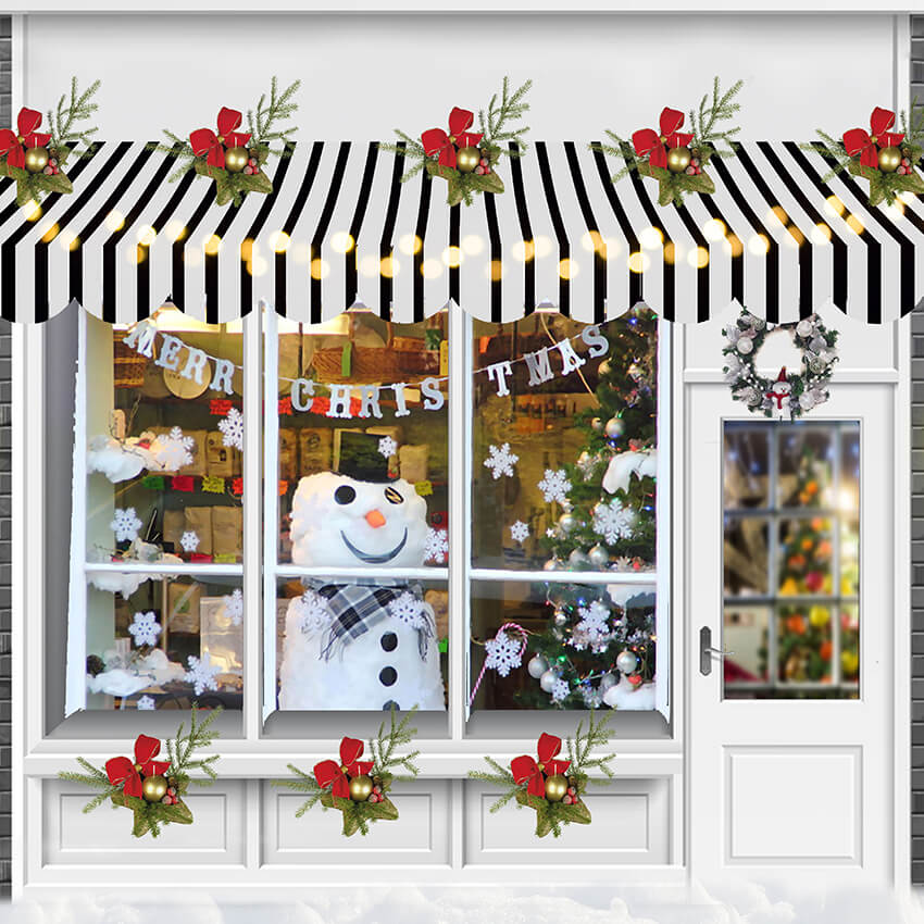 Negozio Di Natale Pupazzo Di Neve Decorazione Fondale D962