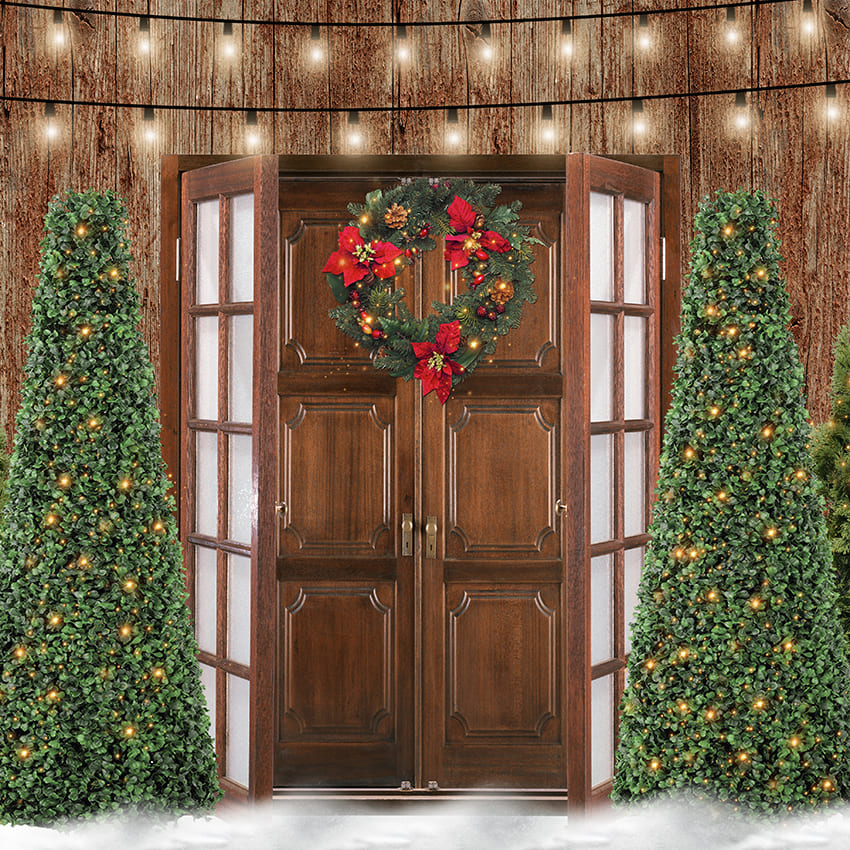 Sfondo Albero Di Natale Intorno Alla Porta D970