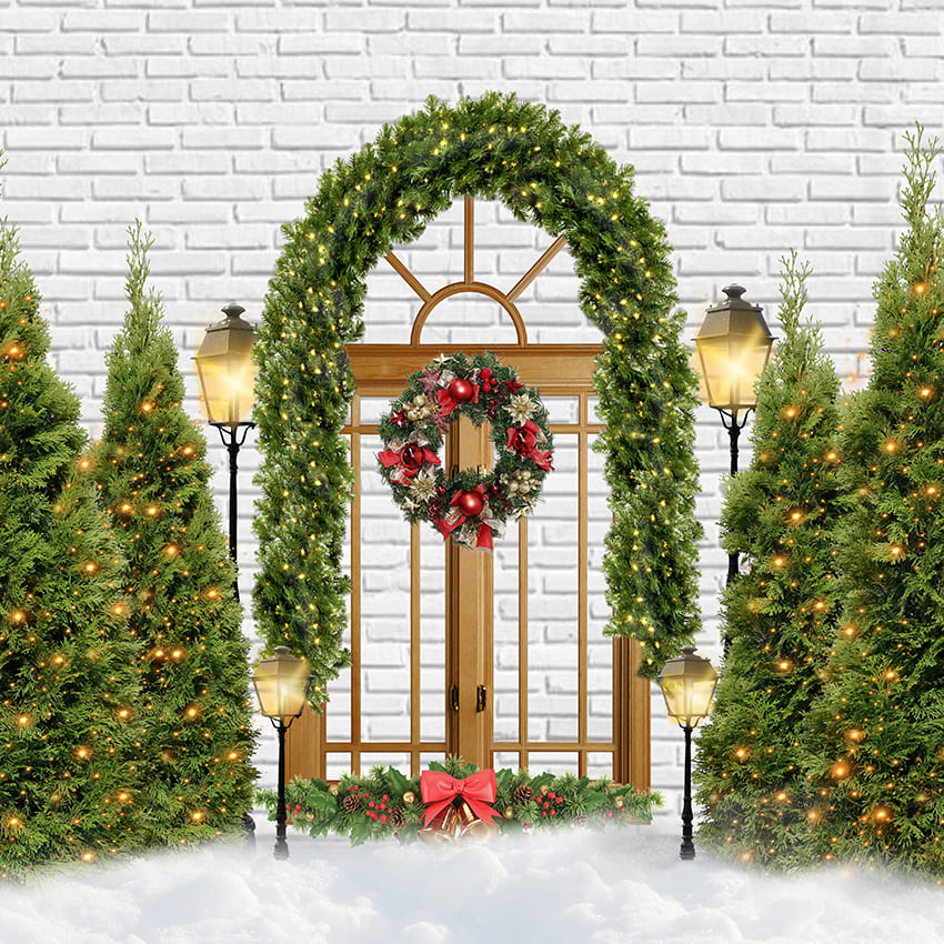 Sfondo Fotografico Con Porta Ad Arco Per Albero Di Natale D973