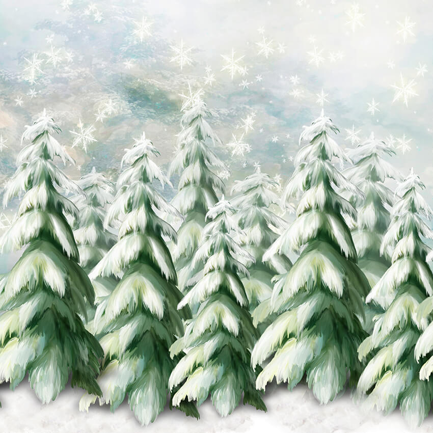 Sfondo Fotografico Con Neve Invernale E Abete D997