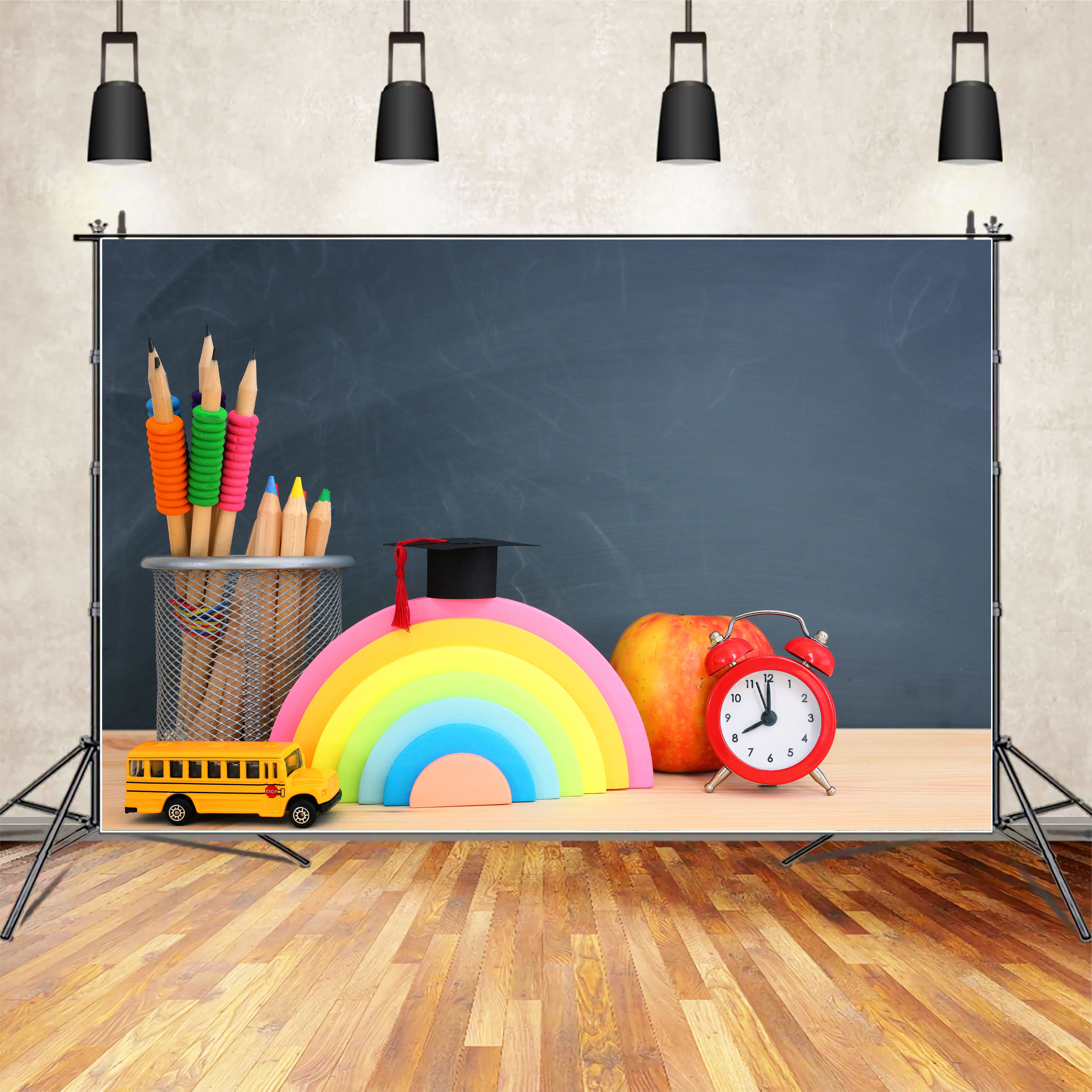 Sfondo Di Matite Da Scrivania In Legno Per Il Ritorno A Scuola DBD7-11