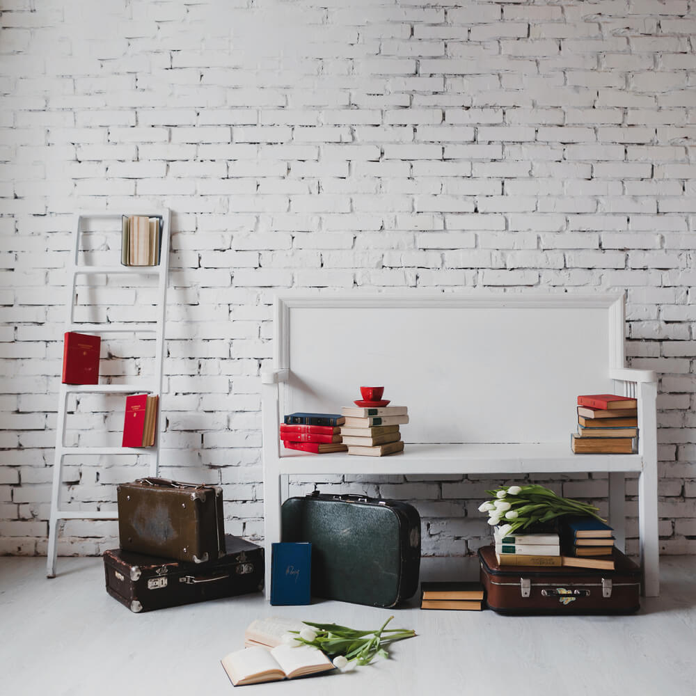 Vecchi Libri Di Valigie Ritorno A Scuola Sullo Sfondo DBD7-8