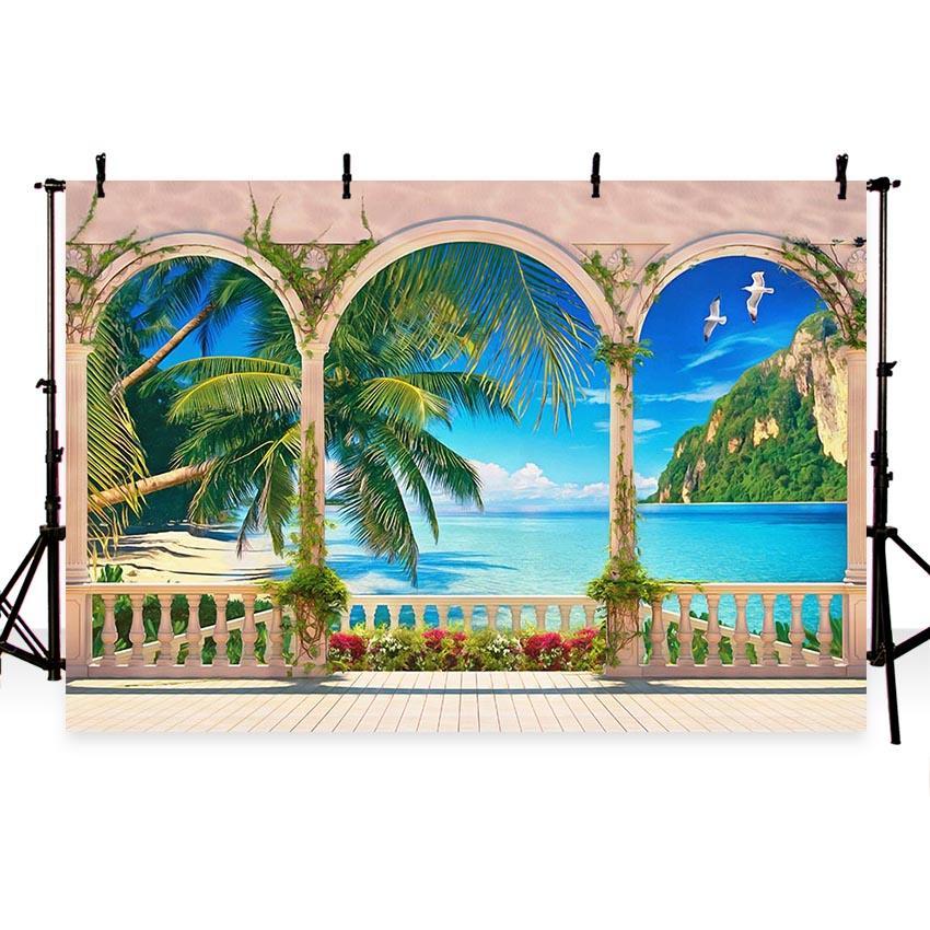 Seaside Blue Ocean Beach Photo Backdrop G-431
