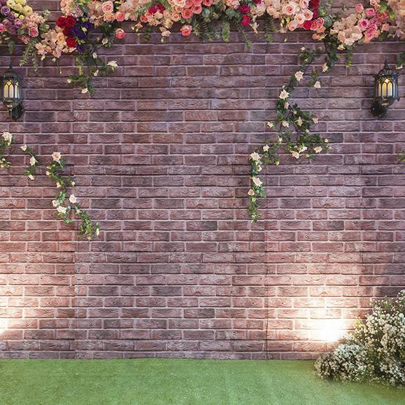 Brick Wall With Flower Plants Photography Backdrops