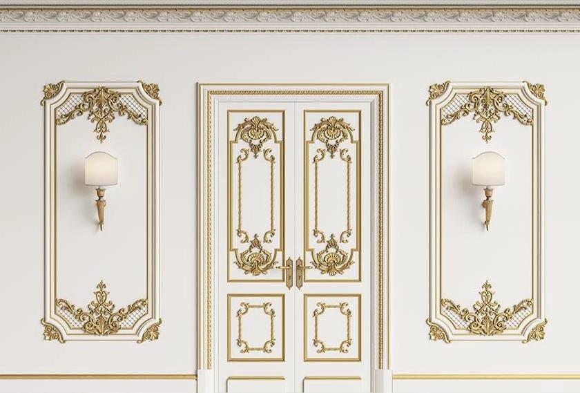 White Door Wall European Frame Modern House Backdrop for Studio G-532