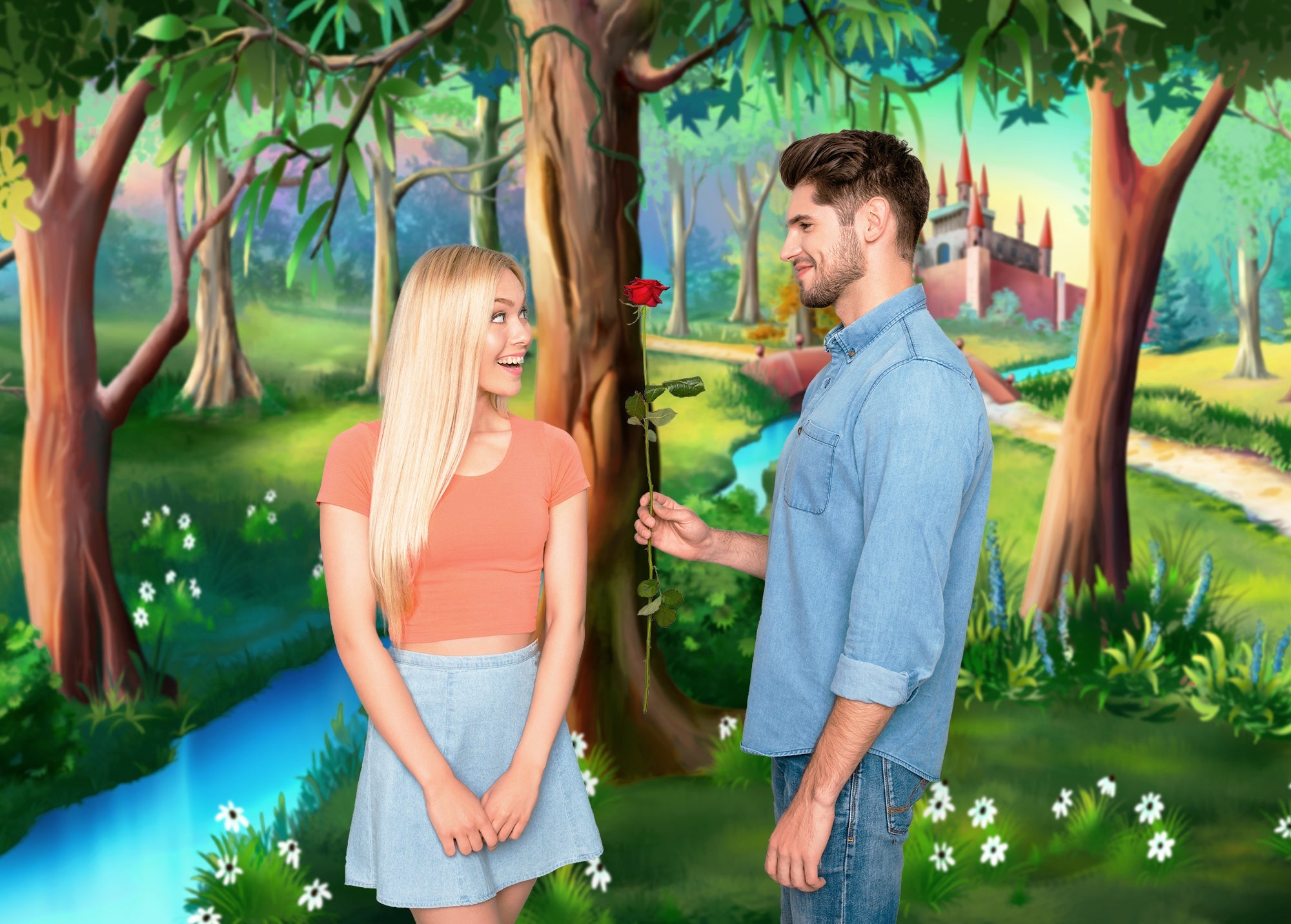 Fondale Per Studio Fotografico Cartoon Forest Castle G-583