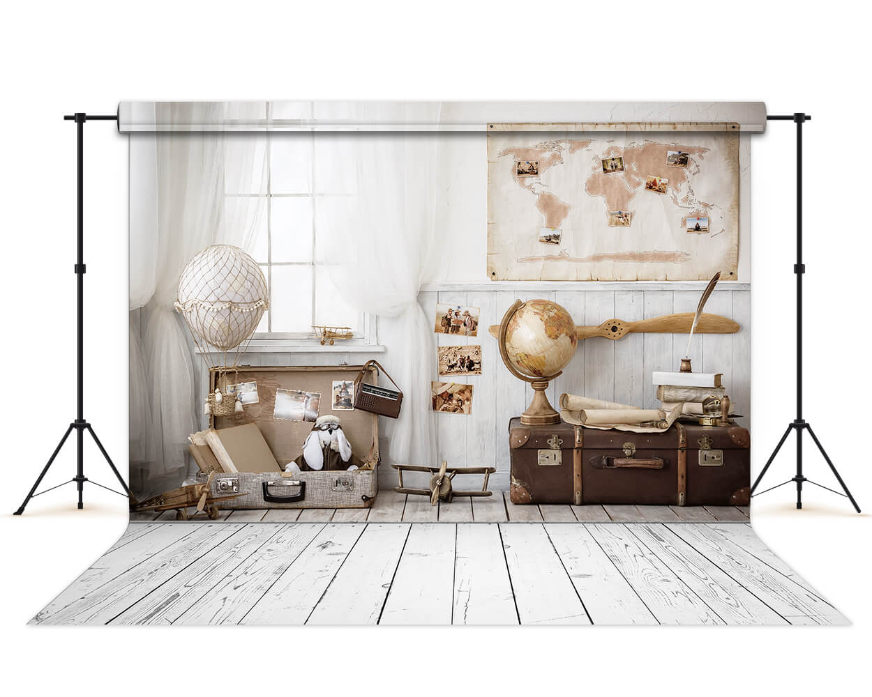 Ritorno A Scuola Avventuriero Viaggio Intorno Al Mondo Sfondo Pilota Per Bambini G12