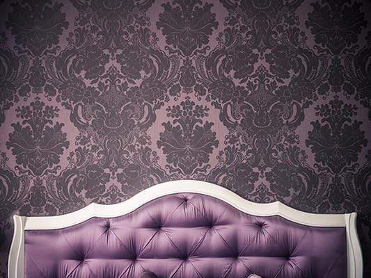 Purple Bedroom Interior Luxurious Bed Hearboard Backdrop GA-38
