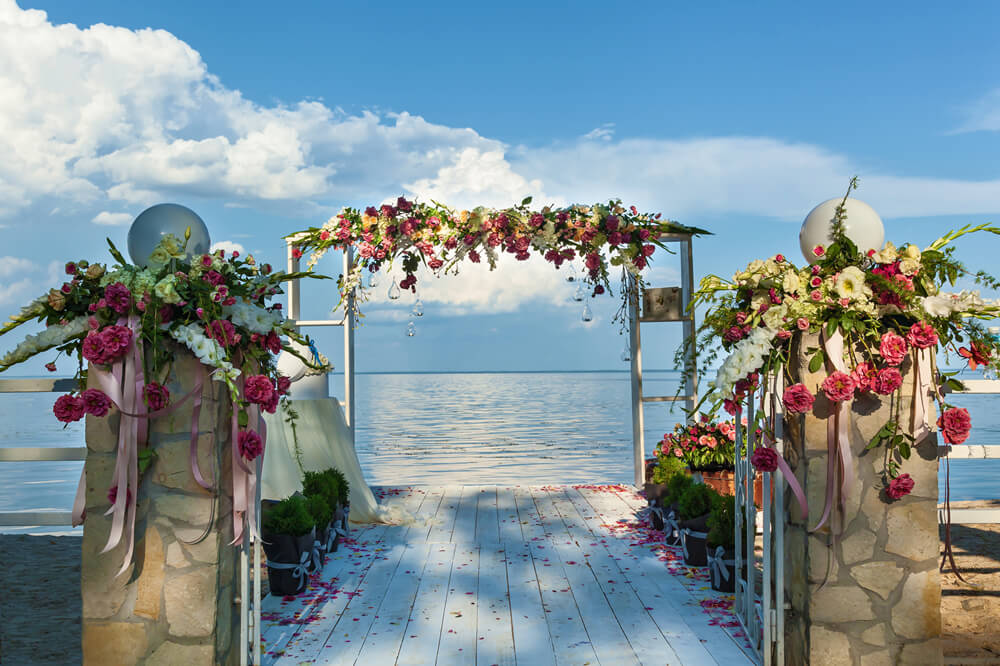 Fondale Per Fotografia Di Arco Nuziale Con Fiori Da Spiaggia GA-83