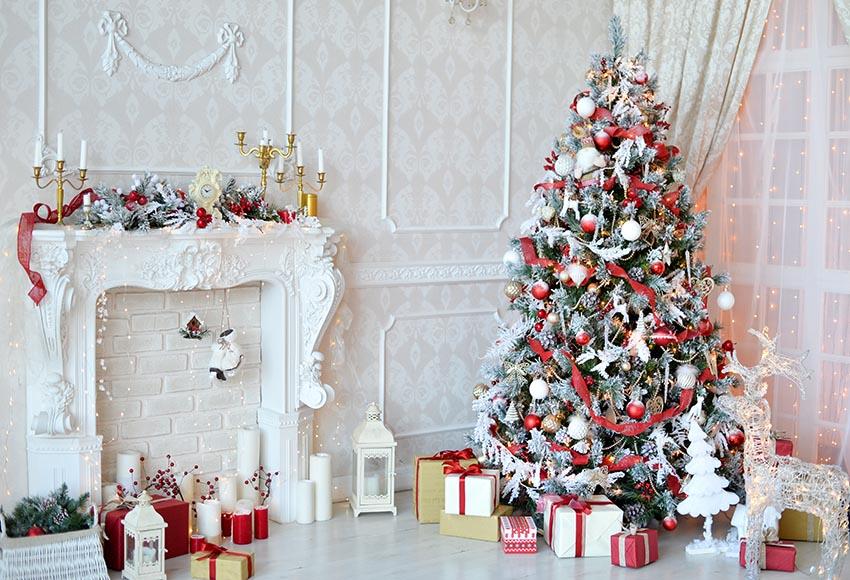 Decorated Fireplace backdrop UK for Christmas GX-1048