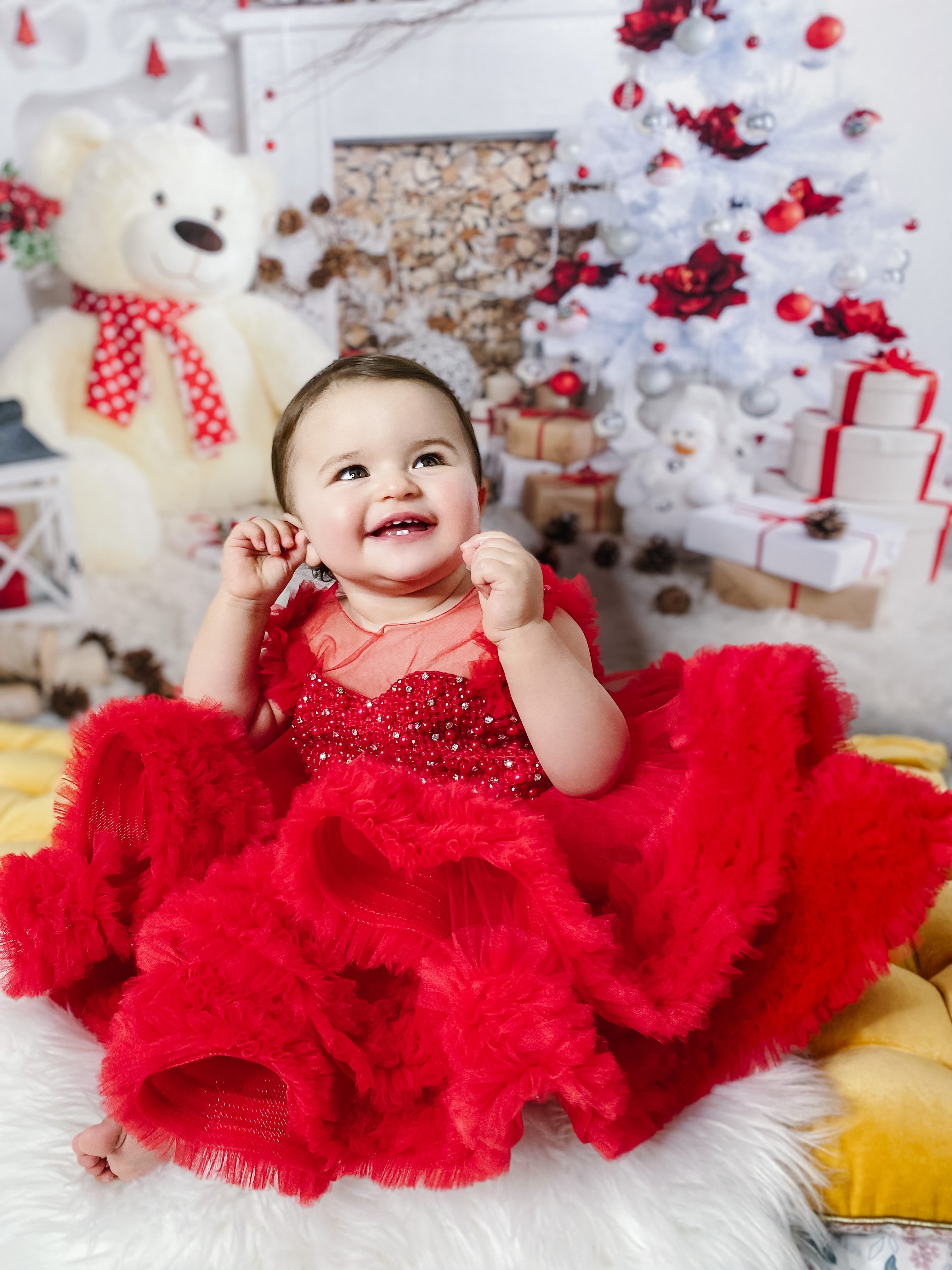 Sfondo Decorativo Natalizio Bianco Orso Carino Per La Festa Di Natale GX-1062