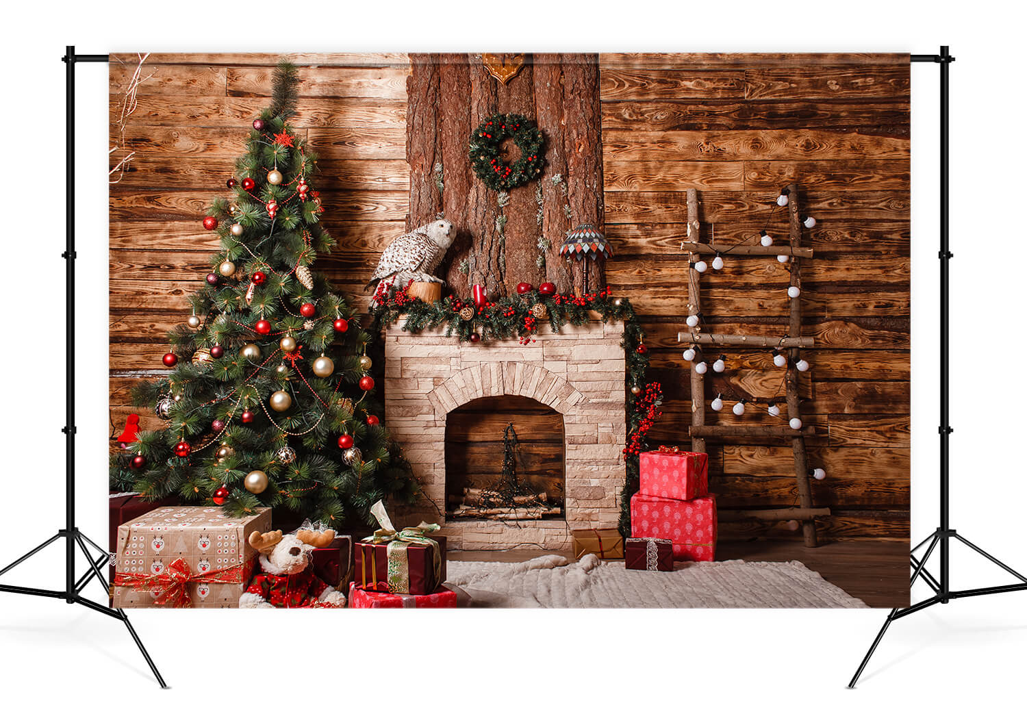 Sfondo Natalizio In Legno Marrone Per Decorazione GX-1071