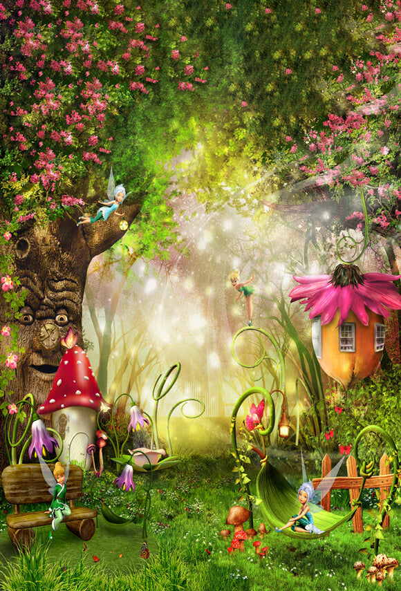 Fondale Fotografico Per Bambini Della Foresta Dello Spirito Dei Cartoni Animati J03525