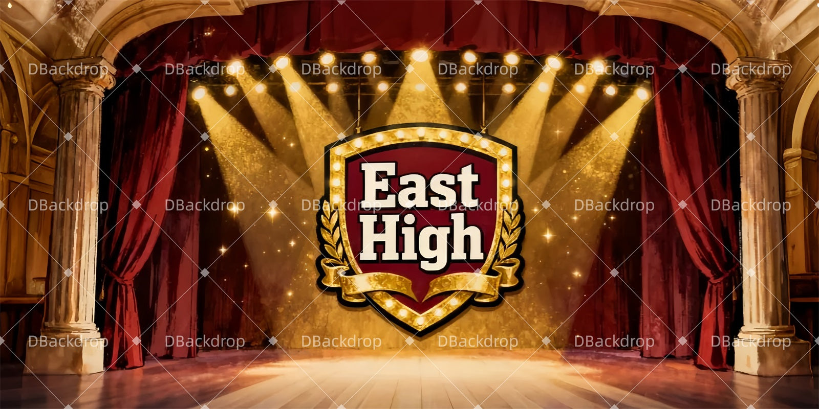 Fondale Per Danza Scolastica Sipario Con Stemma Scolastico Fondale Teatrale LXX510-T52