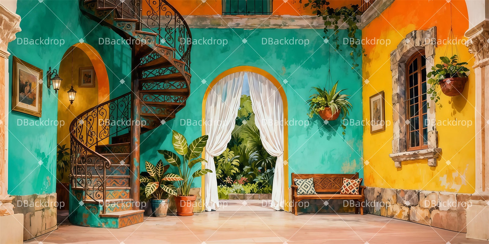Fondale Teatrale Per Interni Di Ville Tropicali Grandi Fondali Per Palcoscenici LXX511-T62