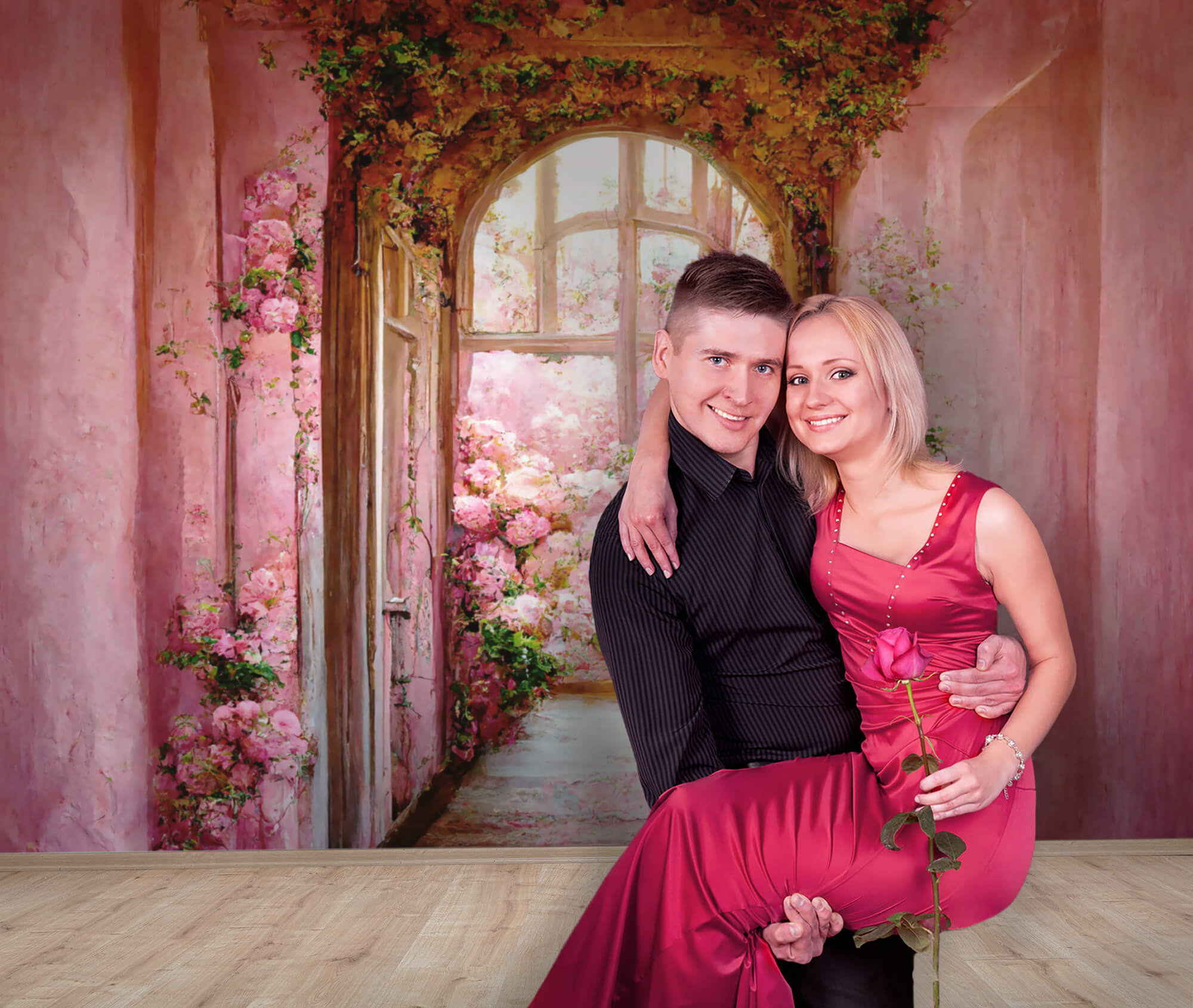 Sfondo Fotografico Fine Art Con Arco Di Fiori E Pittura A Olio M-27