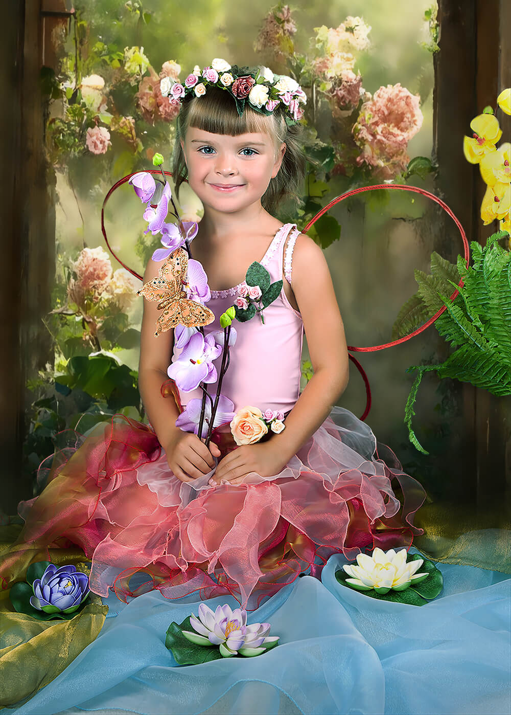 Fondale Per Porta Da Parete Con Fiori Fantasy Dipinti Ad Olio M-29