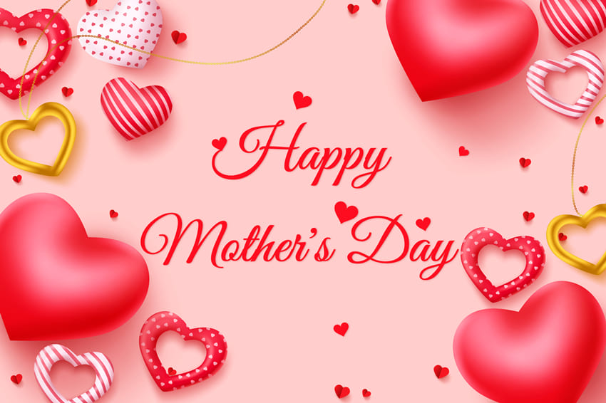 Festa Della Mamma Love Hear Sfondo Rosa M-65