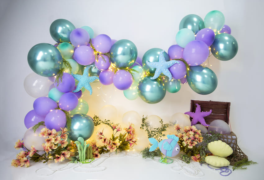 Palloncini Stelle Marine Piante Sottomarine Sfondo Decorativo M-87