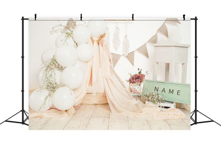 Tenda In Tessuto Con Palloncini Per San Valentino Nome Romantico Sfondo Personalizzabile M1-28