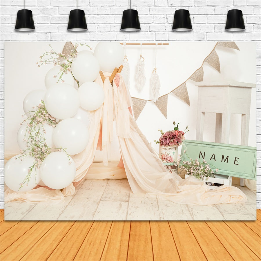 Tenda In Tessuto Con Palloncini Per San Valentino Nome Romantico Sfondo Personalizzabile M1-28