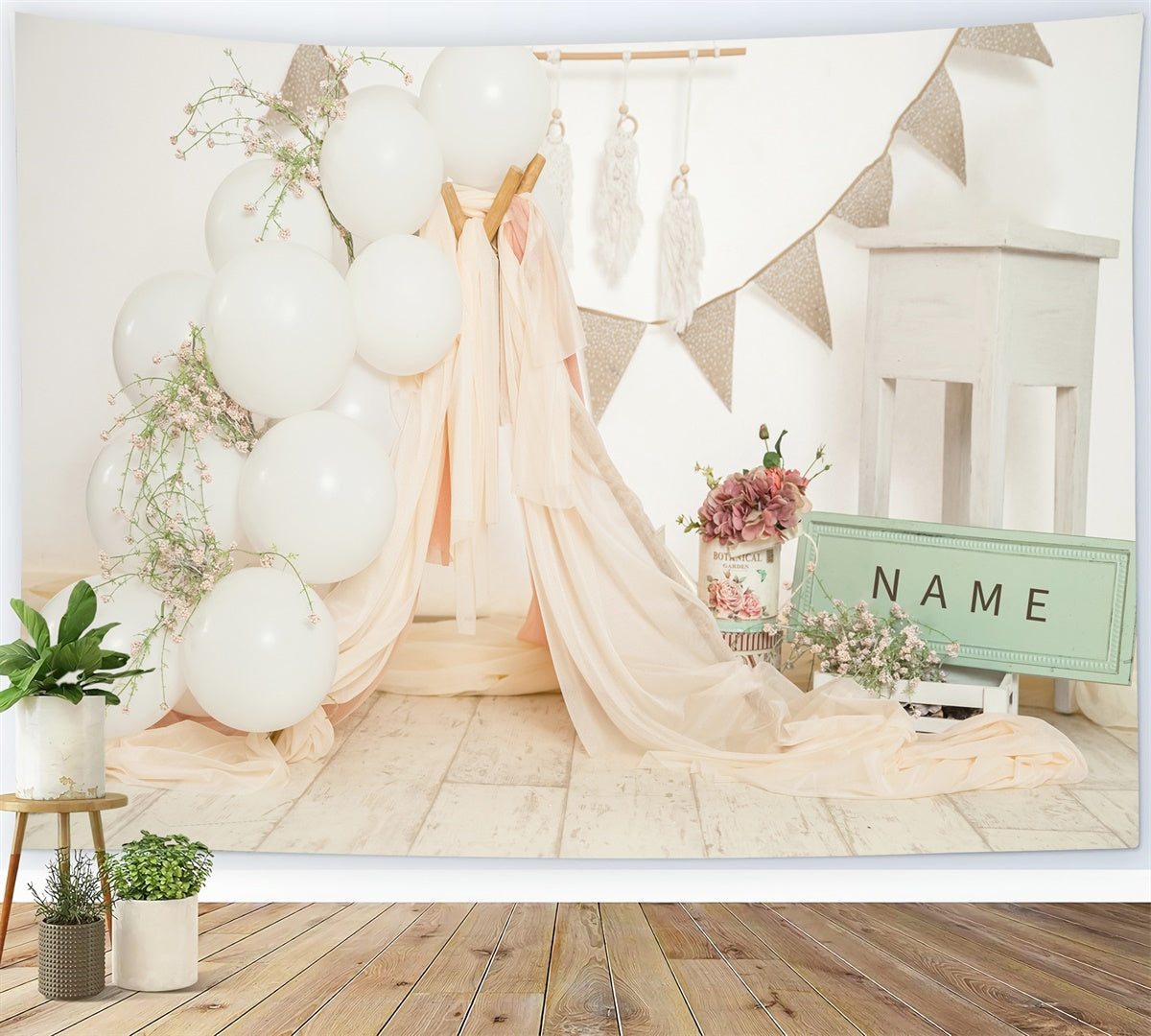 Tenda In Tessuto Con Palloncini Per San Valentino Nome Romantico Sfondo Personalizzabile M1-28