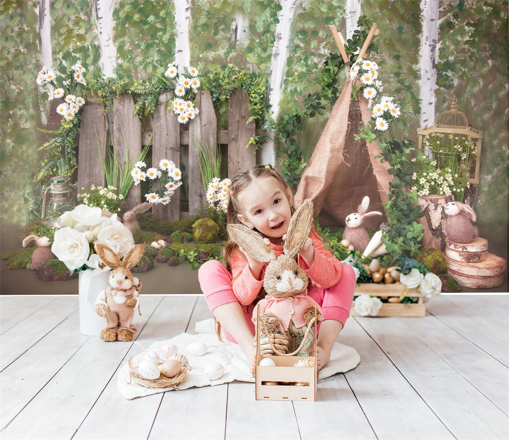 Tenda Da Campeggio Nella Foresta Di Pasqua Margherita Sfondo M1-31