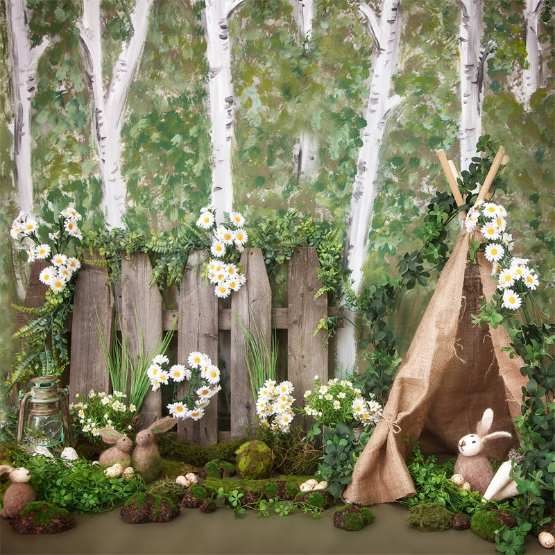 Tenda Da Campeggio Nella Foresta Di Pasqua Margherita Sfondo M1-31