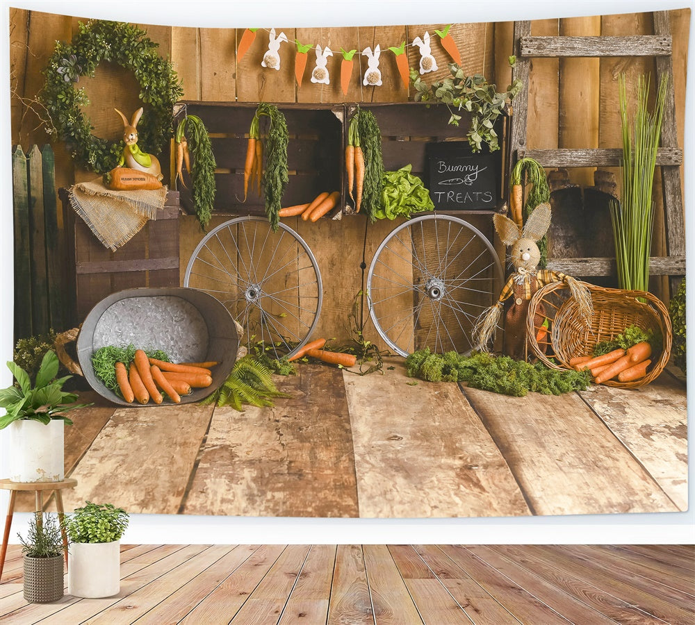 Sfondo Decorativo Per Tavola Di Legno Del Negozio Di Carote Di Pasqua M1-32