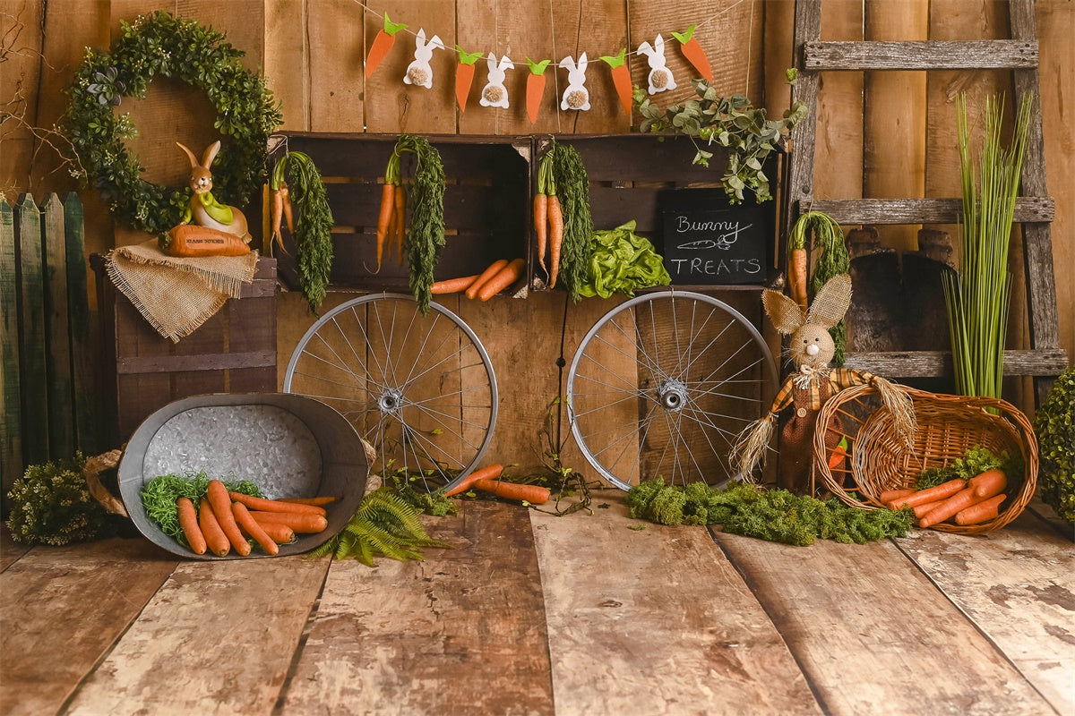 Sfondo Decorativo Per Tavola Di Legno Del Negozio Di Carote Di Pasqua M1-32