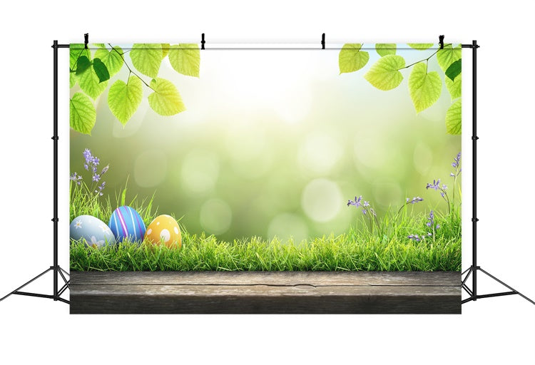 Sfondo Di Prato Frondoso Verde Sole Delle Uova Di Pasqua M1-35