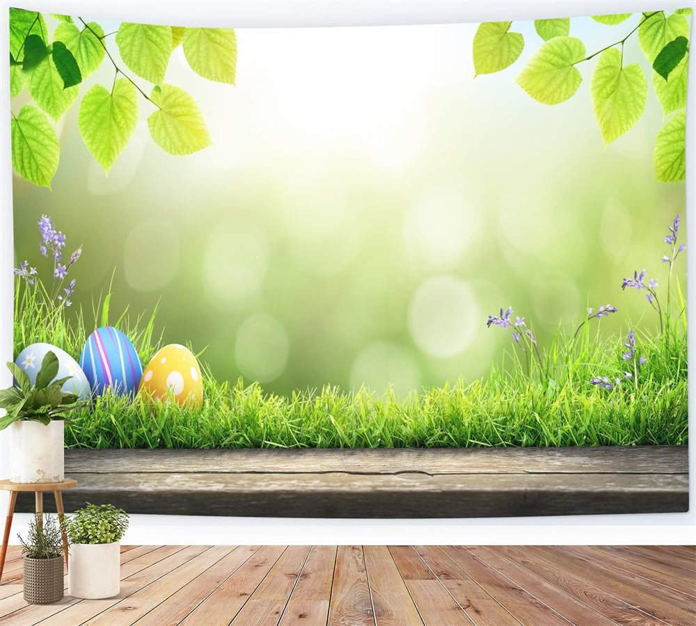Sfondo Di Prato Frondoso Verde Sole Delle Uova Di Pasqua M1-35