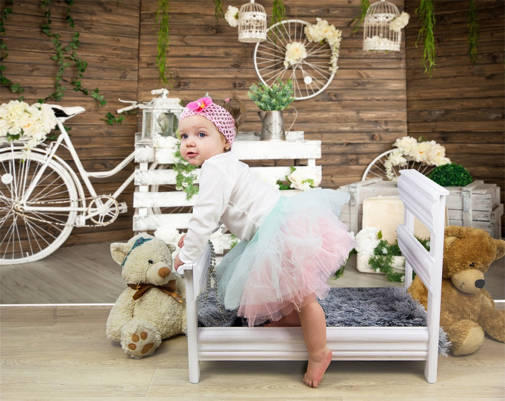 Accenti Di Verde Primaverile Sfondo Di Bicicletta Bianca M1-39