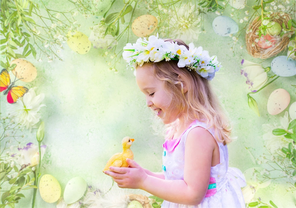 Uova Di Pasqua Verde Farfalla Fresco Semplice Sfondo M1-44