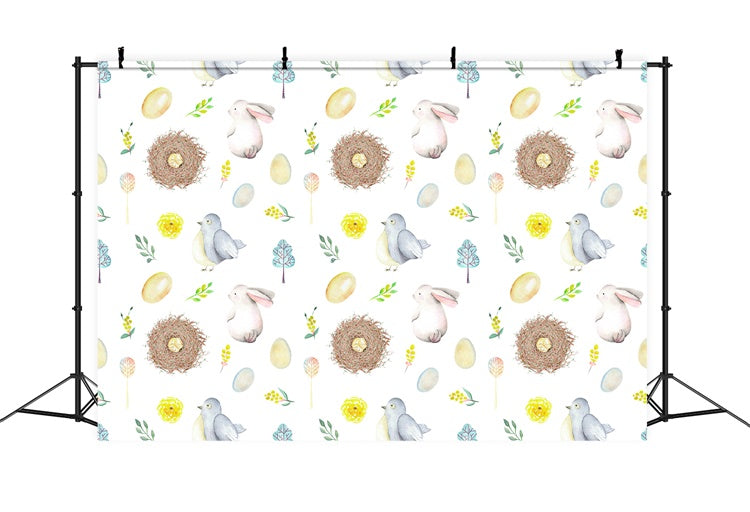 Coniglietto Pasquale Colomba Casetta Per Uccelli Fiore Uovo Sfondo M1-47