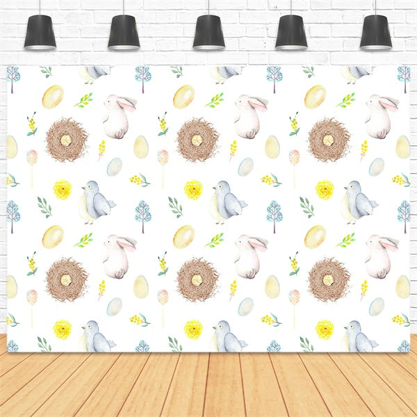 Coniglietto Pasquale Colomba Casetta Per Uccelli Fiore Uovo Sfondo M1-47